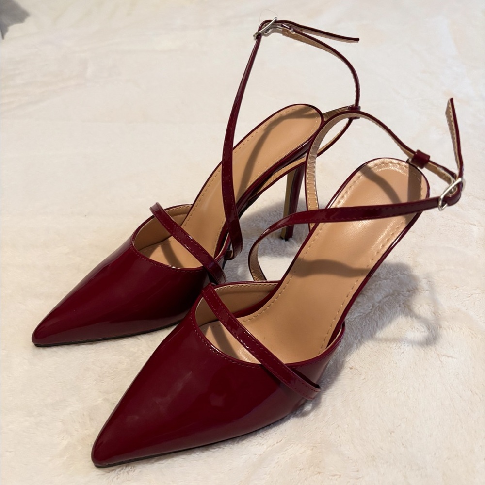 Elegant Burgundy Strappy Heels